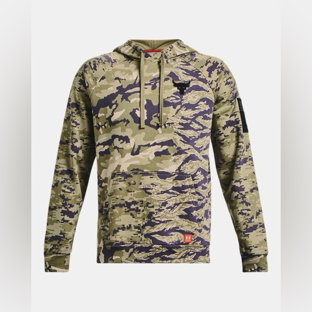 EUC Men’s Under Armour Project Rock Rival Fleece Veterans Day Hoodie Size XXL